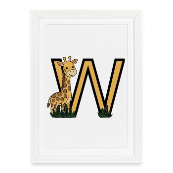Giraffe next to golden V - Framed poster (27 × 37 cm) - white - Front