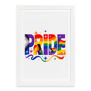 Slogan de la fierté pour les activistes et fans LGBTQ - Affiche encadrée (27 × 37 cm) - blanc - Devant