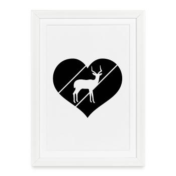 Antelope Silhouette Heart - Framed poster (27 × 37 cm) - white - Front