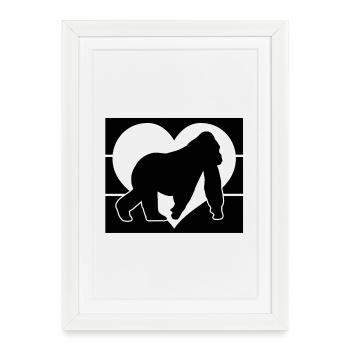 Monkey Heart Silhouette - Framed poster (27 × 37 cm) - white - Front