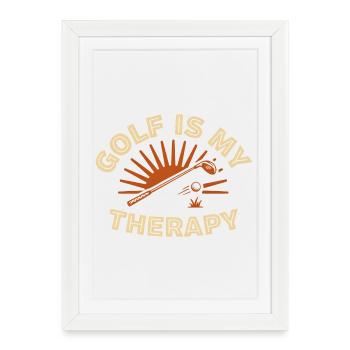 Golf Is My Therapy Retro - Affiche encadrée (27 × 37 cm) - blanc - Devant