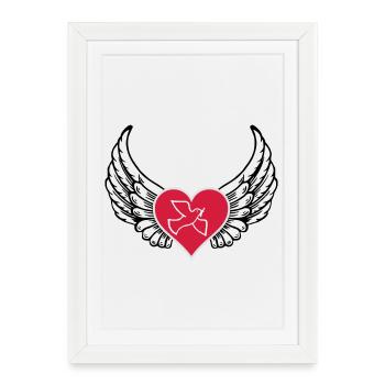 Peace dove wing heart - Framed poster (27 × 37 cm) - white - Front