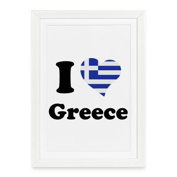 I love Greece - J'aime la Grèce - Affiche encadrée (27 × 37 cm) - blanc - Devant