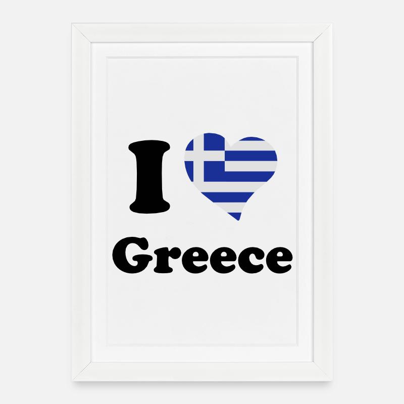 I love Greece - J'aime la Grèce - Affiche encadrée (27 × 37 cm) - blanc