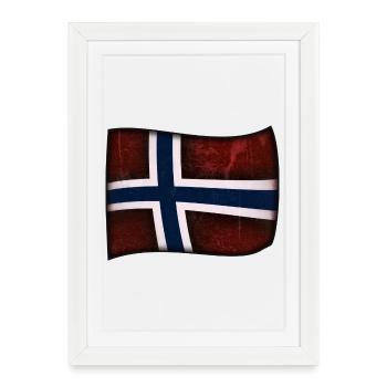 Drapeau norvégien - Affiche encadrée (27 × 37 cm) - blanc - Devant