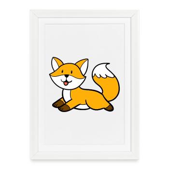 Lying fox - Framed poster (27 × 37 cm) - white - Front