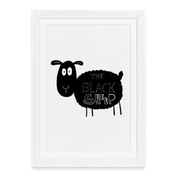 Le mouton noir I Le cadeau du mouton noir - Affiche encadrée (27 × 37 cm) - blanc - Devant