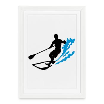 stand up paddling - Affiche encadrée (27 × 37 cm) - blanc - Devant