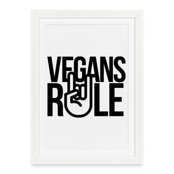 vegans rule - Affiche encadrée (27 × 37 cm) - blanc - Devant