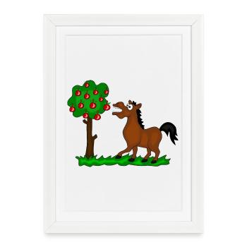 cheval - Affiche encadrée (27 × 37 cm) - blanc - Devant