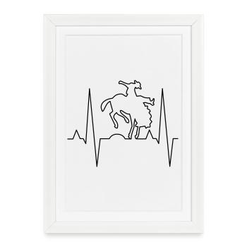 Conception d’impression de cavalier de rodéo - Affiche encadrée (27 × 37 cm) - blanc - Devant