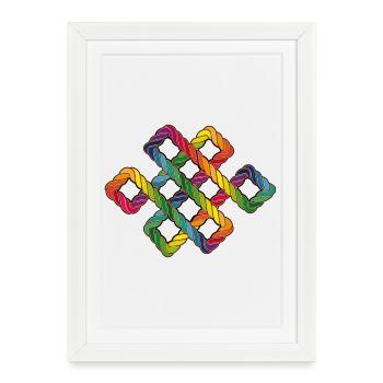 Arc-en-ciel noeud sans fin bouddhiste - Affiche encadrée (27 × 37 cm) - blanc - Devant