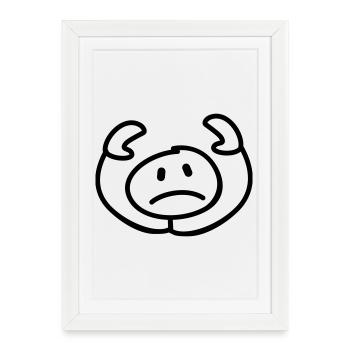 resigned stick man head - Framed poster (27 × 37 cm) - white - Front