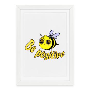 Abeille positive - Affiche encadrée (27 × 37 cm) - blanc - Devant