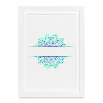 Mandala Cyan Green - Affiche encadrée (27 × 37 cm) - blanc - Devant
