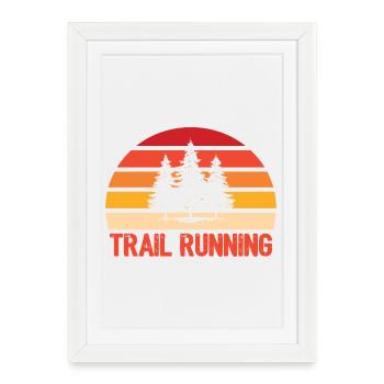 Trail Running - Affiche encadrée (27 × 37 cm) - blanc - Devant