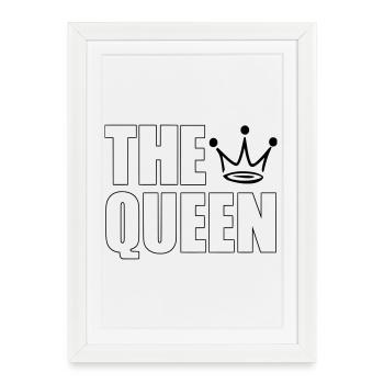 The Queen – Bold Crown Statement Design - Gerahmtes Poster (27 × 37 cm) - Weiß - Vorne