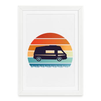 Camper Sunset Silhouette - Framed poster (27 × 37 cm) - white - Front