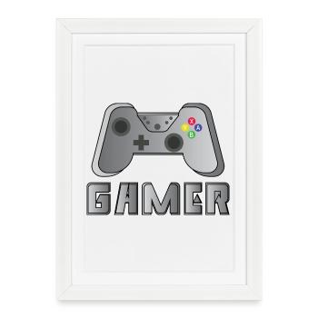 Gamer - Affiche encadrée (27 × 37 cm) - blanc - Devant
