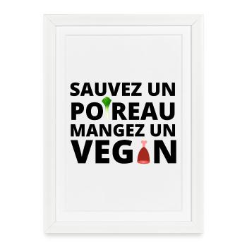 végan, végan humour - Affiche encadrée (27 × 37 cm) - blanc - Devant