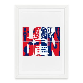 Londres - Affiche encadrée (27 × 37 cm) - blanc - Devant