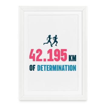 Marathon - 42 195 km de détermination - Affiche encadrée (27 × 37 cm) - blanc - Devant