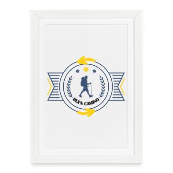 Saint-Jacques-de-Compostelle Vintage Badge - Affiche encadrée (27 × 37 cm) - blanc - Devant