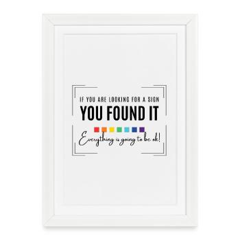 Waiting for a sign, everything will be alright, inspirational - Framed poster (27 × 37 cm) - white - Front
