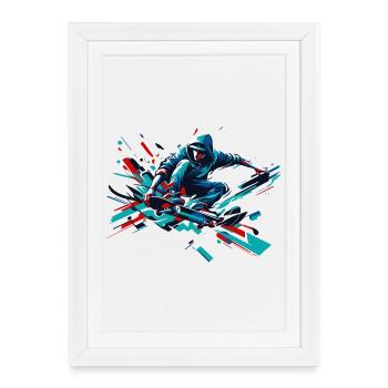 Vivid colorful motif of a skater - Framed poster (27 × 37 cm) - white - Front
