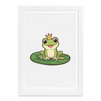 Prince Grenouille sur le Nénuphar - Affiche encadrée (27 × 37 cm) - blanc - Devant
