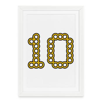 10. 10 ANS. 10e ANNIVERSAIRE. ANNIVERSAIRE 10 ANS. - Affiche encadrée (27 × 37 cm) - blanc - Devant