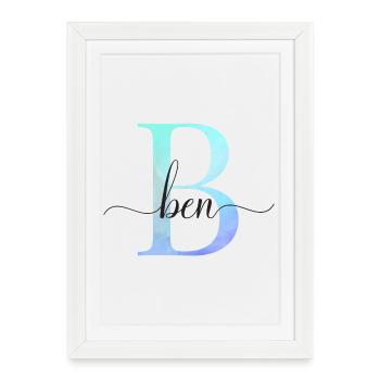 B| Monogram | Name | Ben | Watercolor - Framed poster (27 × 37 cm) - white - Front