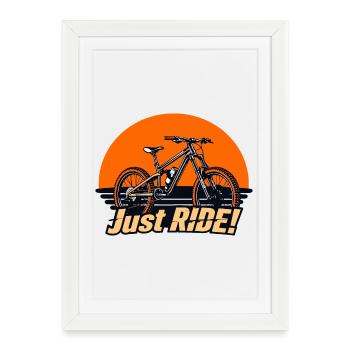 Aventure en VTT Sunset Just Ride - Affiche encadrée (27 × 37 cm) - blanc - Devant