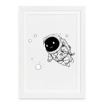 Funny Galactic Cat Floating in Space - Framed poster (27 × 37 cm) - white - Front