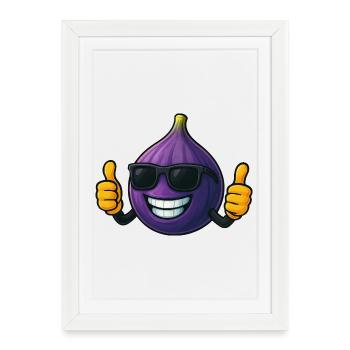 Cool Cute Fig Cartoon Summer Fruits Joy - Framed poster (27 × 37 cm) - white - Front