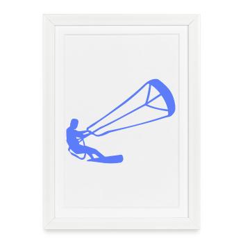 Kitesurfeur Silhouette Kiteboarding Adrenaline Sport - Affiche encadrée (27 × 37 cm) - blanc - Devant