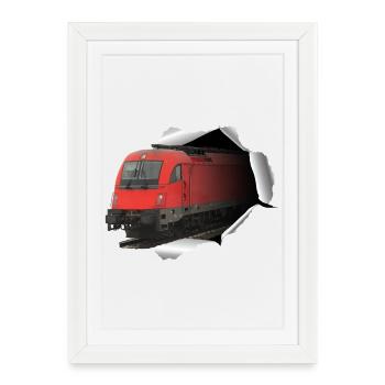 Locomotive 1216 breaks through paper - Framed poster (27 × 37 cm) - white - Front