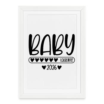 Bébé 2026 chargement - Affiche encadrée (27 × 37 cm) - blanc - Devant