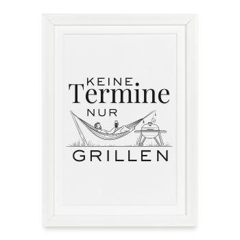 Pas de rendez-vous, juste un barbecue - Affiche encadrée (27 × 37 cm) - blanc - Devant