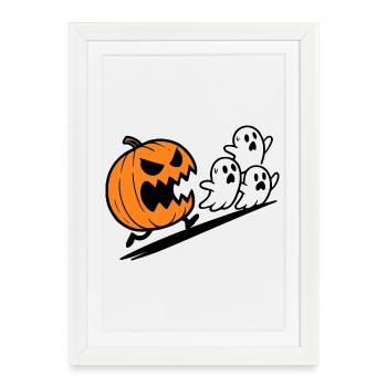 Illustration effrayante de citrouille d’Halloween - Affiche encadrée (27 × 37 cm) - blanc - Devant