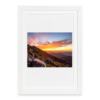 Coucher de soleil sur la montagne - Affiche encadrée (27 × 37 cm) - blanc - Devant