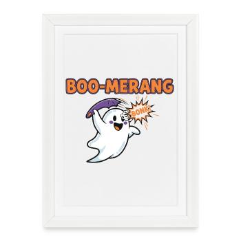Fantôme d’Halloween avec Boo Merang - Affiche encadrée (27 × 37 cm) - blanc - Devant