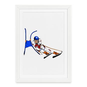 Alpine skis in archway flight - Framed poster (27 × 37 cm) - white - Front