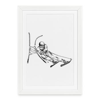 Ski alpin - Affiche encadrée (27 × 37 cm) - blanc - Devant