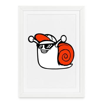 Snail Sunglasses Cute Cute Happy Cool - Framed poster (27 × 37 cm) - white - Front