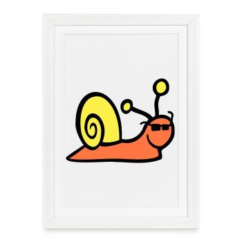 Snail Sunglasses Cute Cute Happy Cool - Framed poster (27 × 37 cm) - white - Front