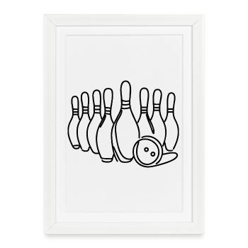 Quilles de bowling - Affiche encadrée (27 × 37 cm) - blanc - Devant