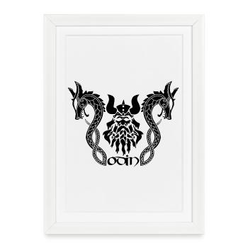 Norse god Odin and black dragons - Framed poster (27 × 37 cm) - white - Front