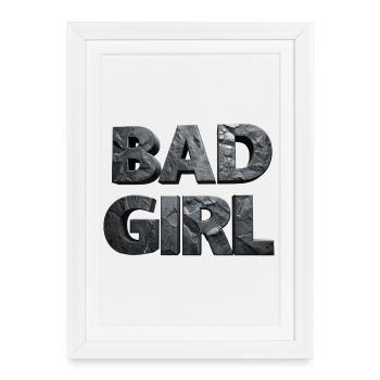 Bad Girl – Pierre lisse - Affiche encadrée (27 × 37 cm) - blanc - Devant
