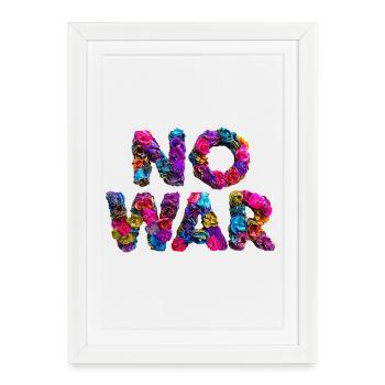 Lettres de fleurs NO WAR, No War - Affiche encadrée (27 × 37 cm) - blanc - Devant